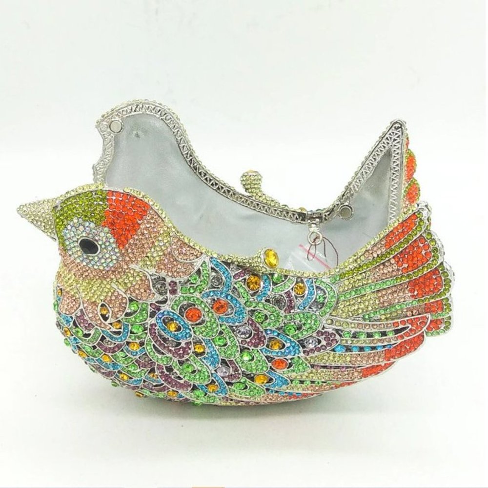 NWT Sparkling Bling Swarovski Crystal Rhinestone Bird Clutch Purse + FRE… - Picture 10 of 17